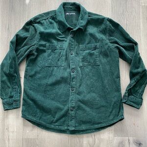Zara Forest Green Corduroy Button Down Shirt